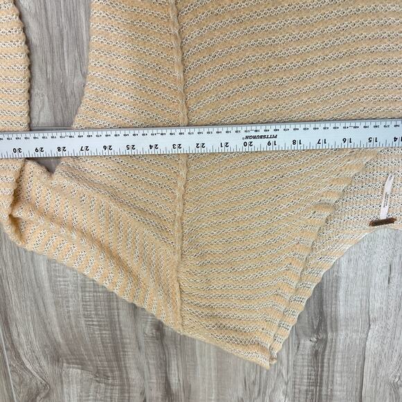 Free People Bumblebee Oversized Open Knit V-Neck Slouchy Sweater Peach Pink L - Picture 5 of 8